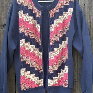 Vintage 90s Patchwork Quilt Panel Sweatshirt Large